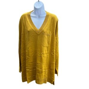 Isaac Mizrahi Live! V-Neck W/ Chest Pocket Sweater Rich Gold 3X New